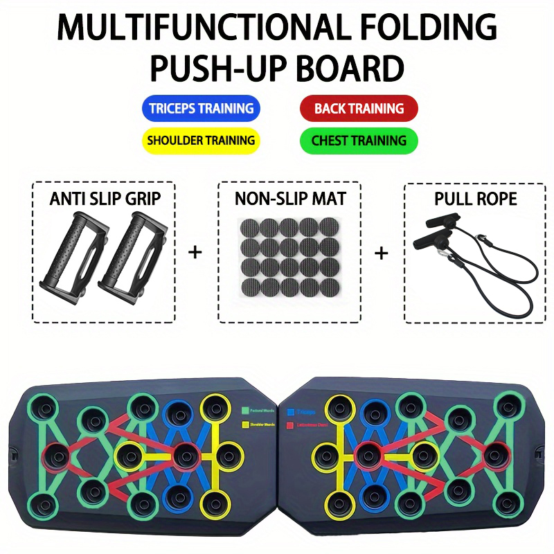 Juego de tabla de flexiones multifuncional portátil con asas, equipo de Fitness plegable para entrenamiento de pecho, Abdomen, brazos y espalda: Castaño