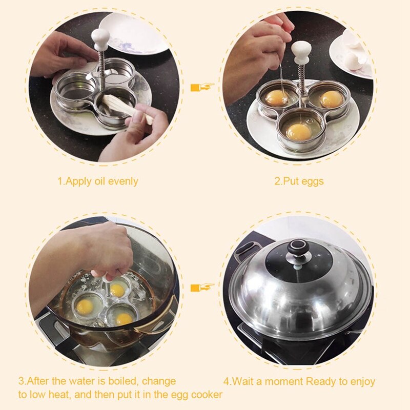 Rvs Ei Stroper Plastic Eierkoker 3 Gaten Keuken Egg Cooker Gereedschap Ei Cup Maker Keuken Accessoires