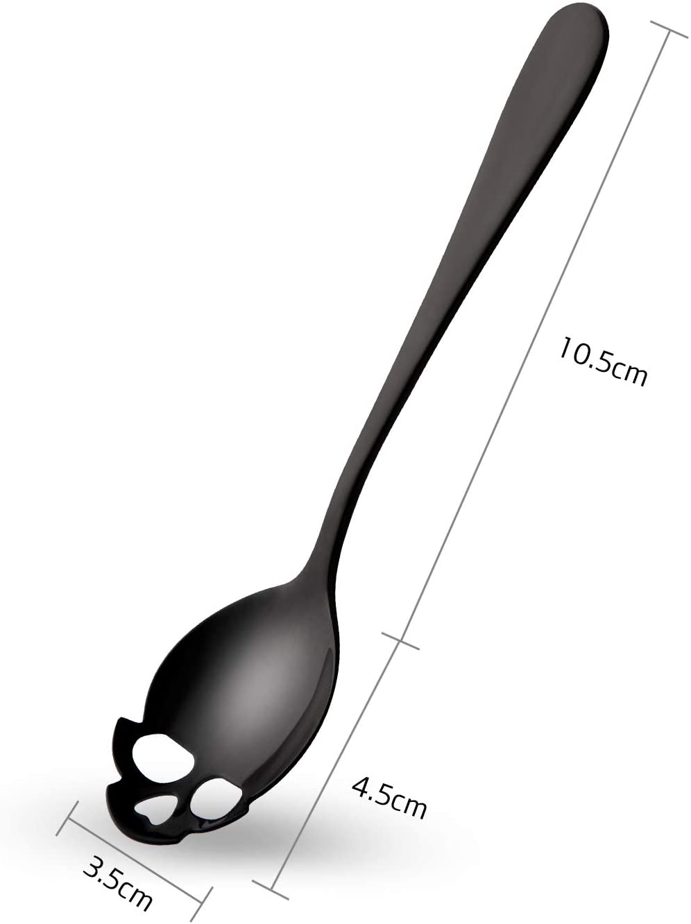Czaszka cukier łyżeczka robić kawy herbaty 304 ze stali nierdzewnej 18/8 łyżka PVD tytan platerowany srebrny/czarny/złoty/wielobarwność: czarny