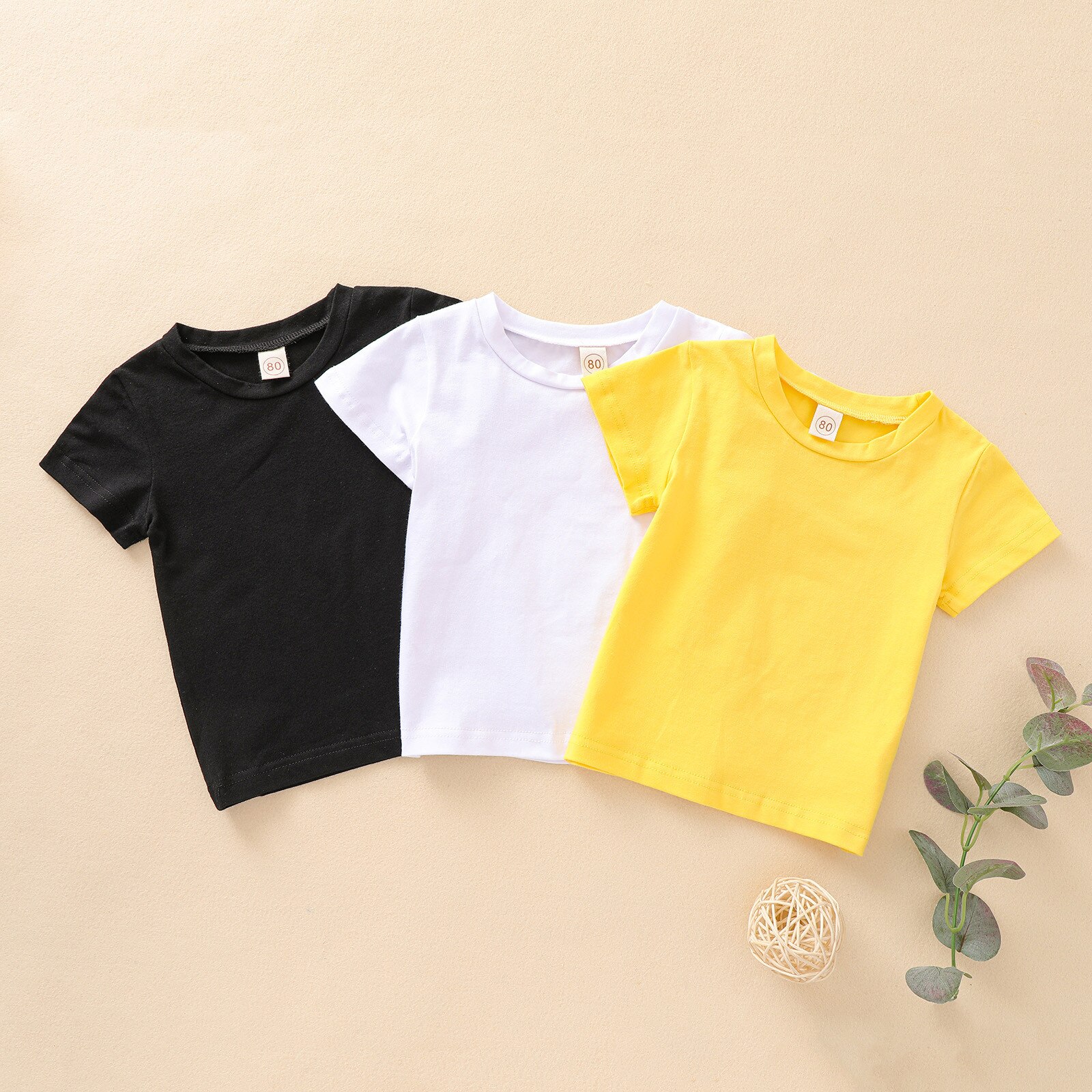 Summer Infant Kinderen Jongens En Meisjes Korte Mouw Effen Kleur Top Eenvoudige Mode Ademend Alle-Wedstrijd Top