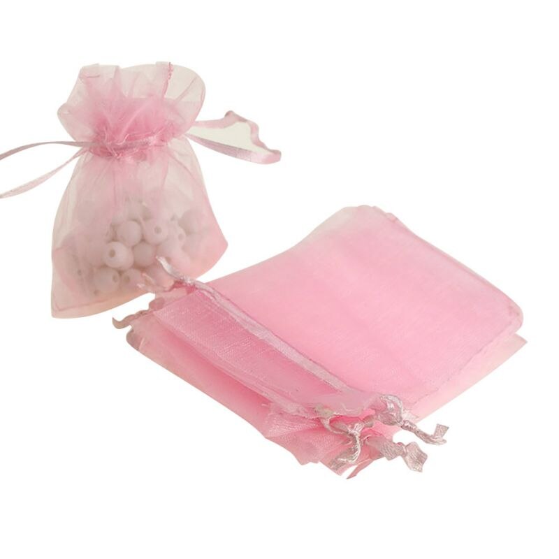 100 Pcs Organza Bags Wedding Gunsten Zakken Sieraden Koord Tassen Mesh