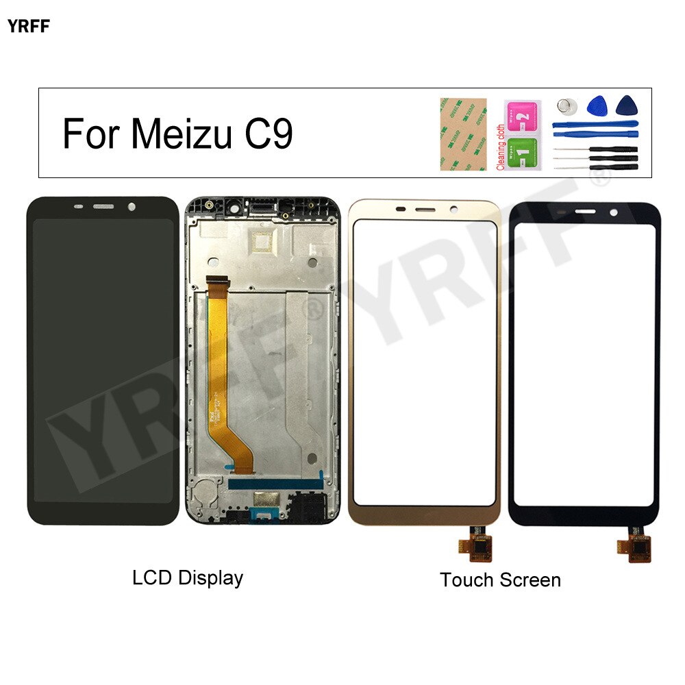 For Meizu C9 pro/ M9C/ C9 LCD Display Touch Screen Digitizer Sensor 5.45&#39;&#39; Glass Panel Replacement Parts With Frame