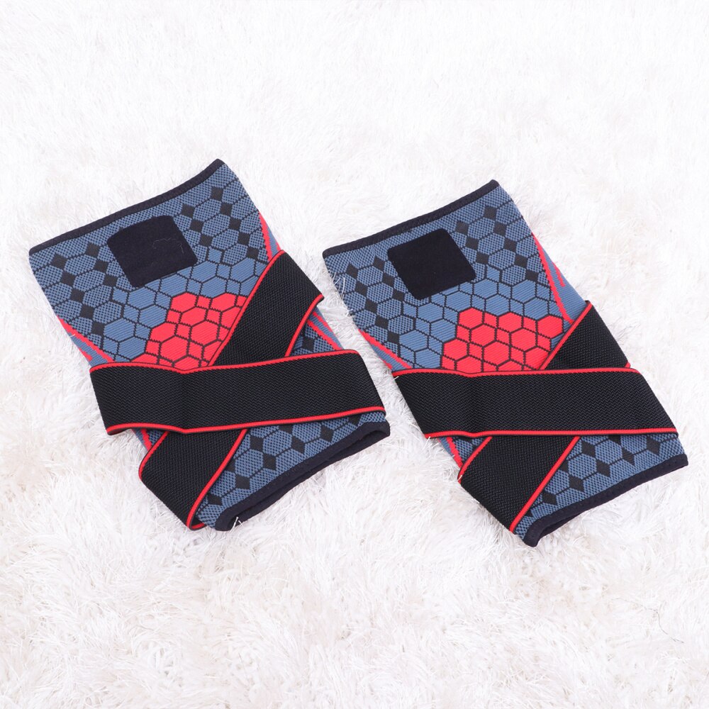 1 Paar Nylon Sport Beschermende Kleding Ondersteuning Druk Knie Pads Ademend Knie Protector Sleeve Voor Basketbal Klimmen (Blauw Si: Red / L