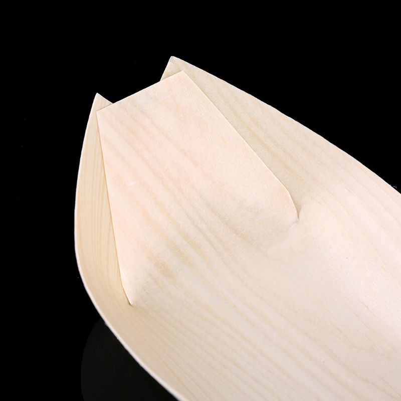 100 pieces wooden disposable serving trays Food Tray Sushi Boat to display and host special event party Cafe Dessert