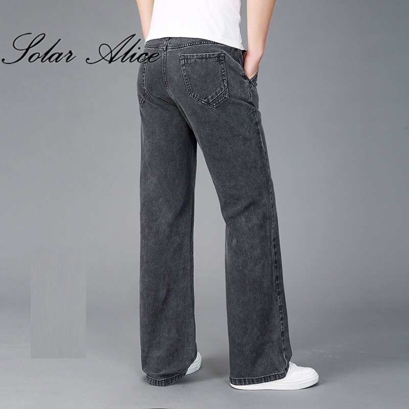 Pantalones vaqueros de pierna ancha para hombre, Jeans grises de , informales de negocios, talla grande, ,