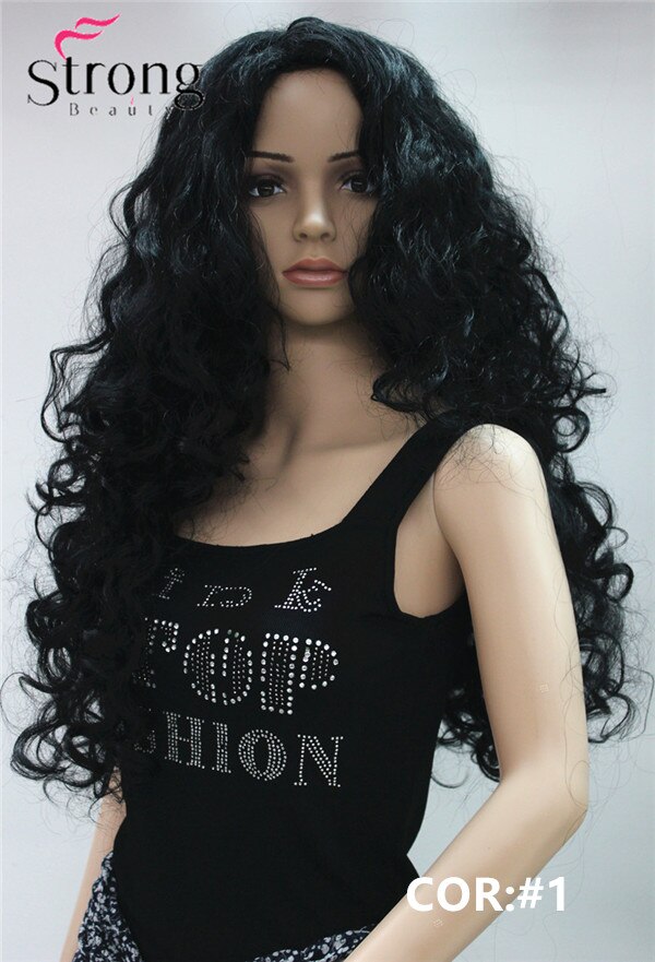 StrongBeauty grube długie warstwy loki bez części pełna peruka syntetyczna peruki damskie wybór kolorów
