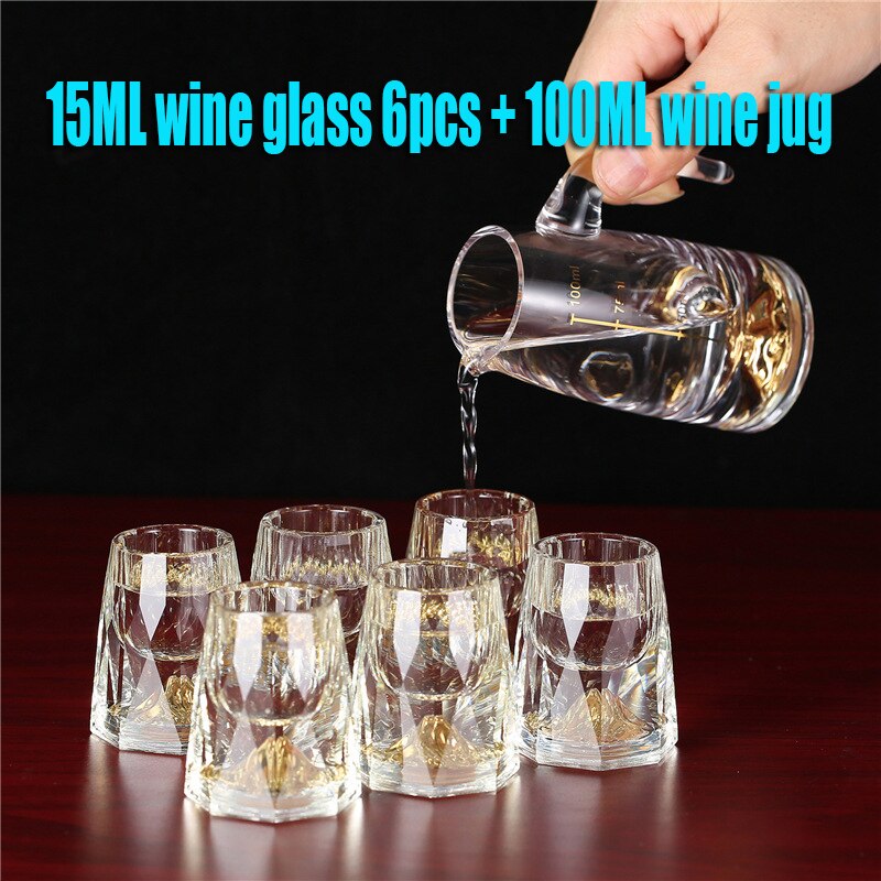 Diamond Face Jinshan Liquor Cup Crystal Glass Dispenser Household Small Sip Cup Liquor Cup Liquor Cup Bar: D