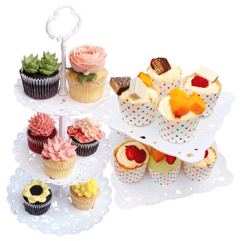 3 Tier Food Grade Plastic Fruit Dessert Plate Cake Stand Wedding Birthday Party Decor Macaron Plates 2 Tier