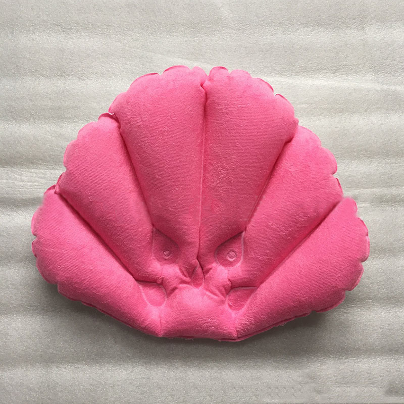 Home Bath Spa Neck PVC Inflatable Bath Pillows Suction Cups Shell Shaped Bathtub Pillow Random Color Bathroom Pillow Headrest