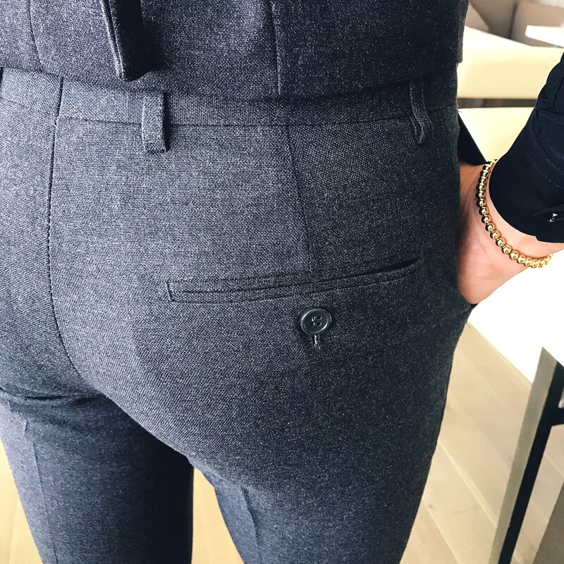 High-end Brand Men's Boutique Solid Color Formal Business Suit Pants Men's Casual Trousers Male