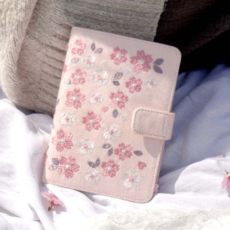 Yiwi Kinbor Kersenbloesems Borduurwerk Doek Cover Maandelijkse Planner Maanden Dagboek Notebook Persoonlijke Agenda Planner A6