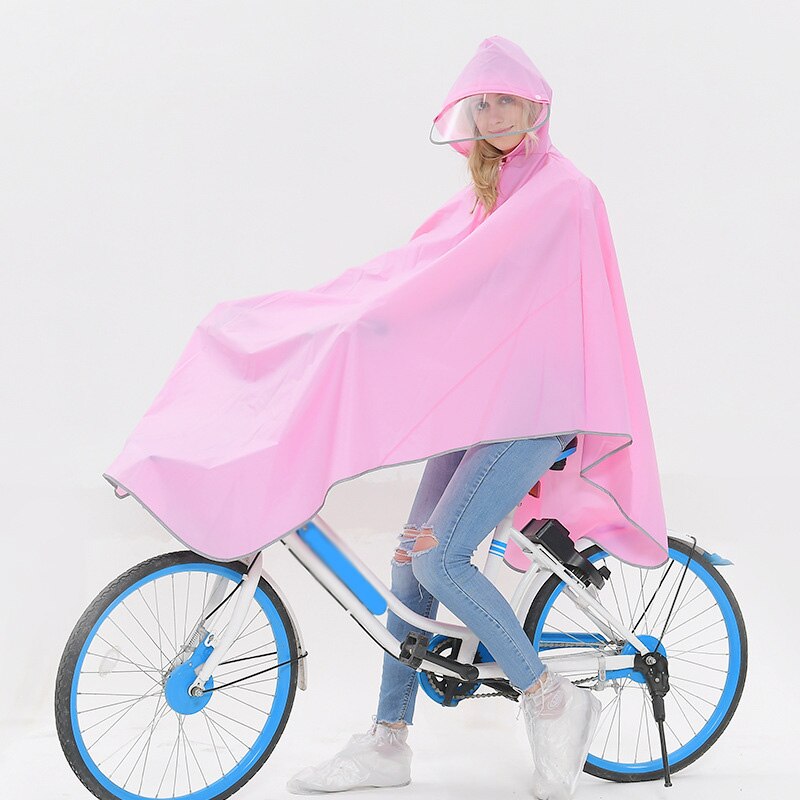 Sikker reflekterende kant cykel regnfrakke regnfrakke poncho hætteklædt vindtæt regnkappe mobilitet cykeldæksel brug i sne: 01