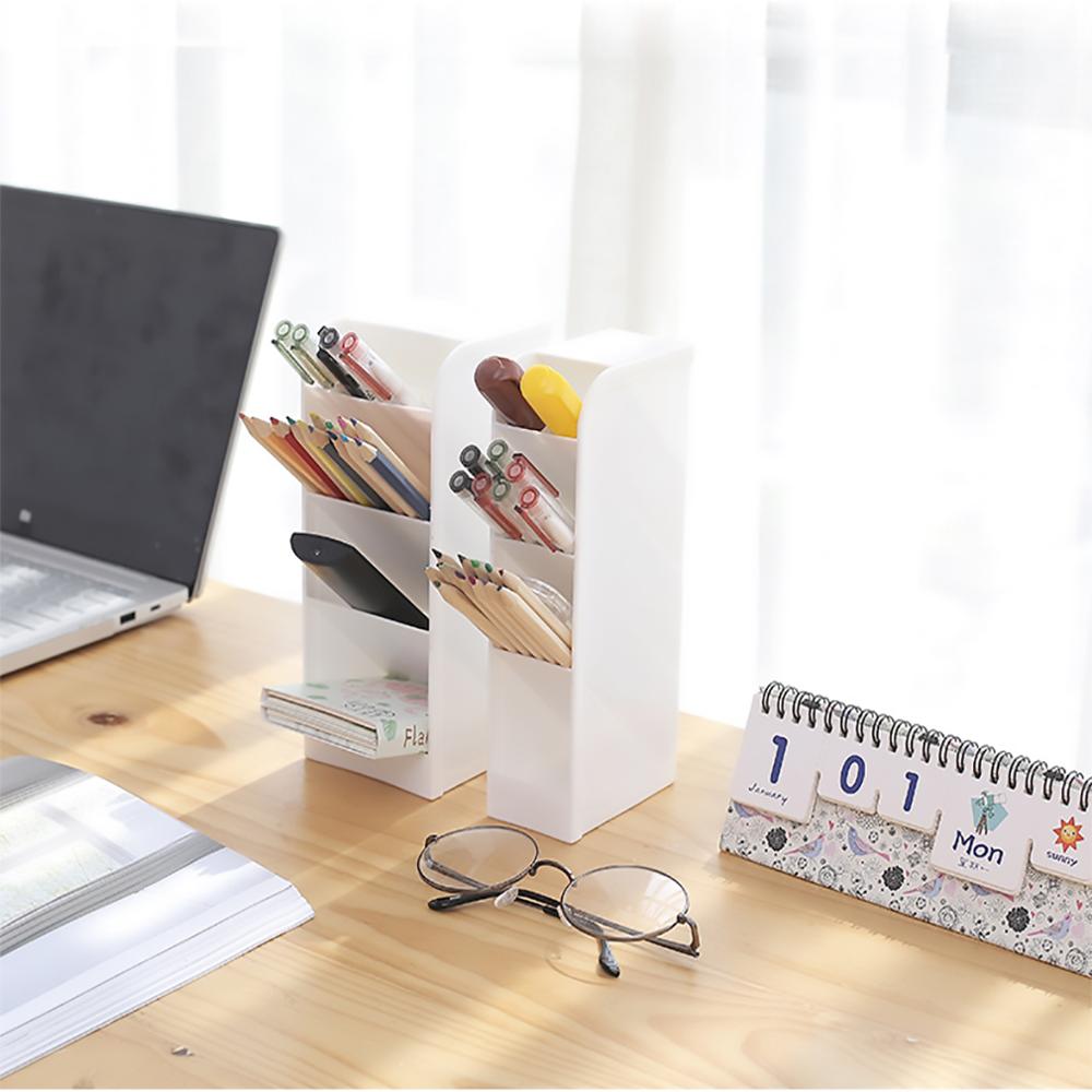 Four-Grid pen holders Desk Storage Box Drawer desktop organizer Inclined office pink desk accessories supplies stationery holder