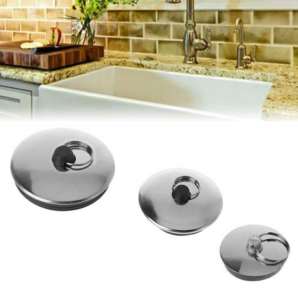 1Pcs Stainless Steel Bath Plug Easy to Use Rubber Drain Stopper Water Kitchen Bathroom Accessory Bath Tub Caps