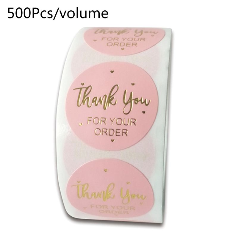 500 Stuks Dank U Voor Uw Bestelling Stickers Met Goud Folie Ronde Seal Labels Handgemaakte Scrapbooking Verpakking Briefpapier