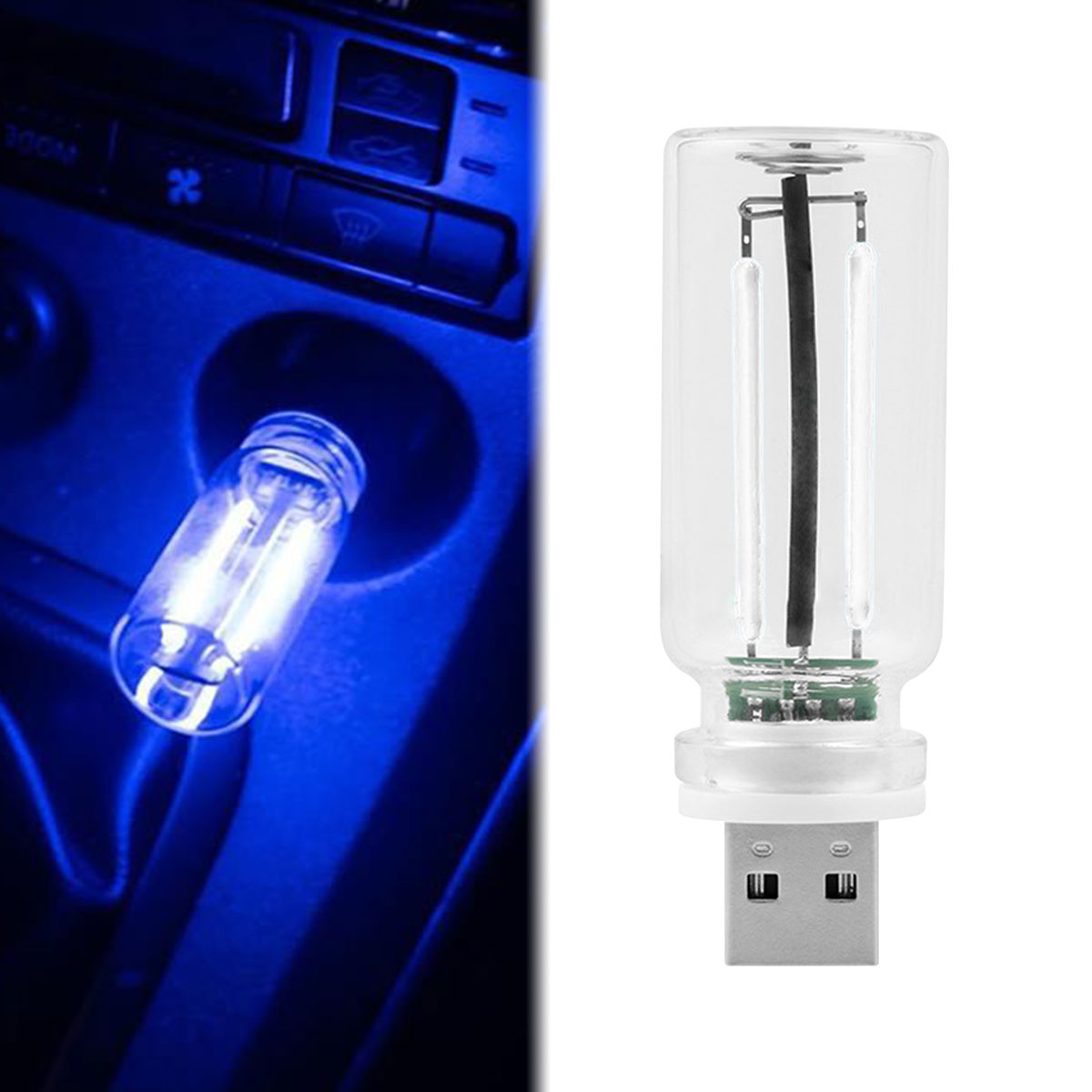 USB Nachtlicht Touch Dimmen LED Glühlampe Glühlampe Auto Innenbeleuchtung Atmosphäre Lampe für Party Zimmer Auto: 8000 Karat Weiß blau