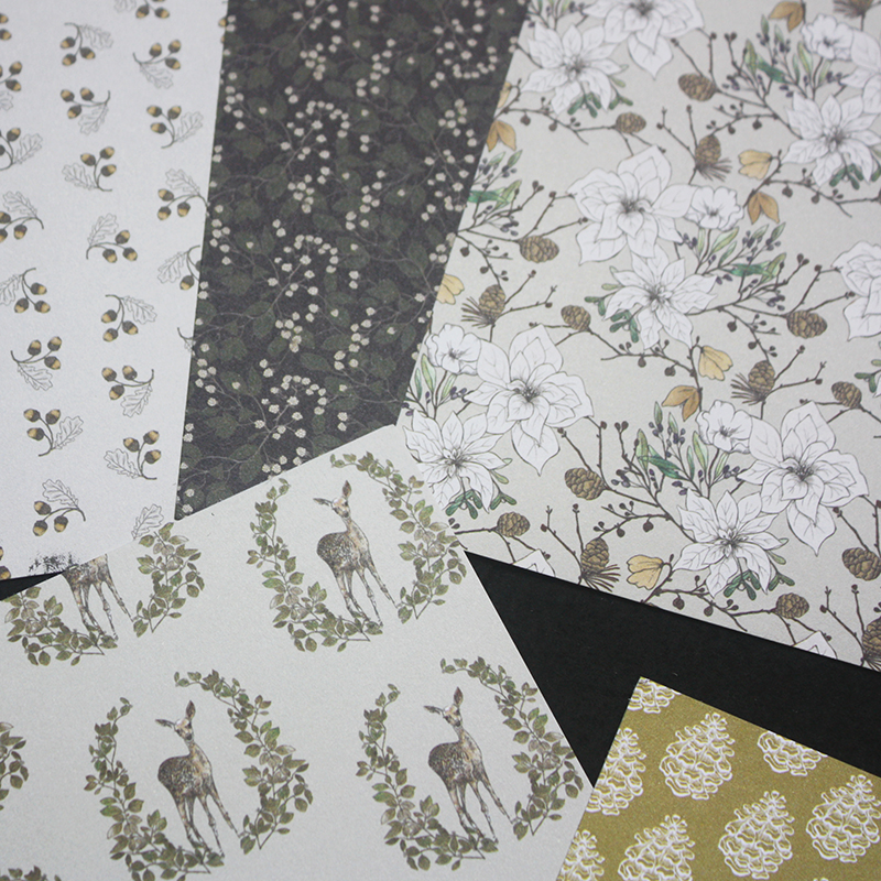 KSCRAFT 10pcs 6" Single-side Printed Winter Woodland pattern papercraft art paper handmade scrapbooking kit set book