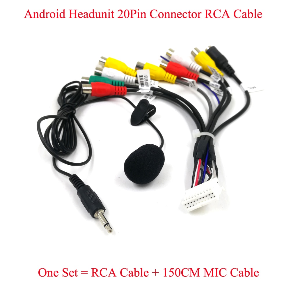 Biurlink android radio stereo rca ulostulo johdin aux-in subwoofer mikrofoni sovitin 20 pin yleiskaapeli  px6