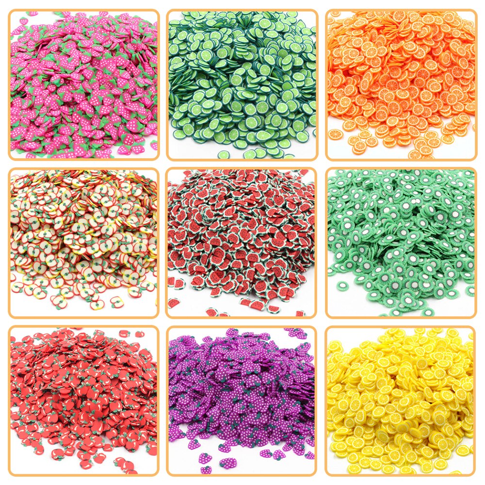 200Pcs Fruit Slices Addition For Slime Supplies Accessories All Topping For Slime Charms Beads Filler Slimes Decoration Kit Toys