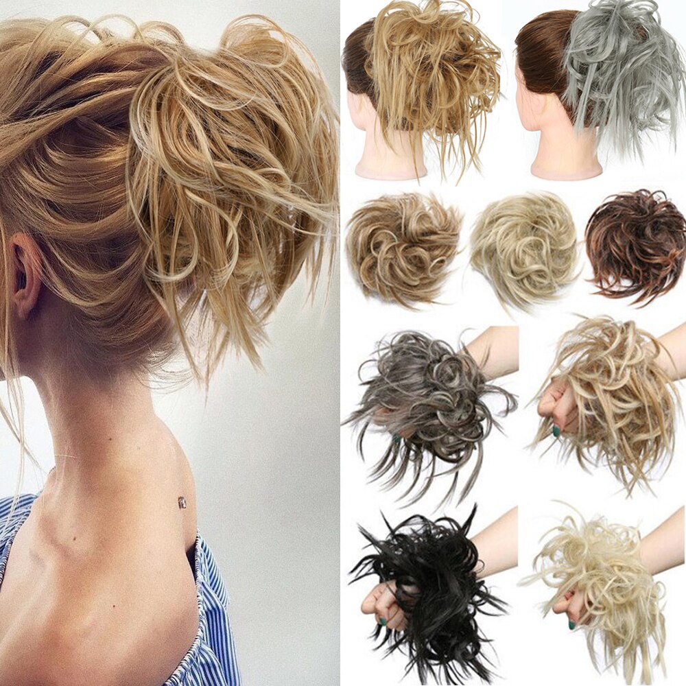 Werd Rommelig Haar Ring Fiber Synthetische Hittebestendige Pruik Broodje Krullend Elastische Haarband Dames Mode Haar Ring Natuurlijke Pruik