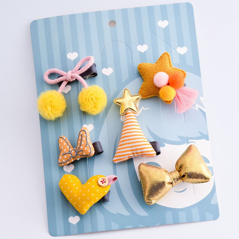 Barrettes pour cheveux de princesse, 5 pièces/6 pièces: 6pcs yellow