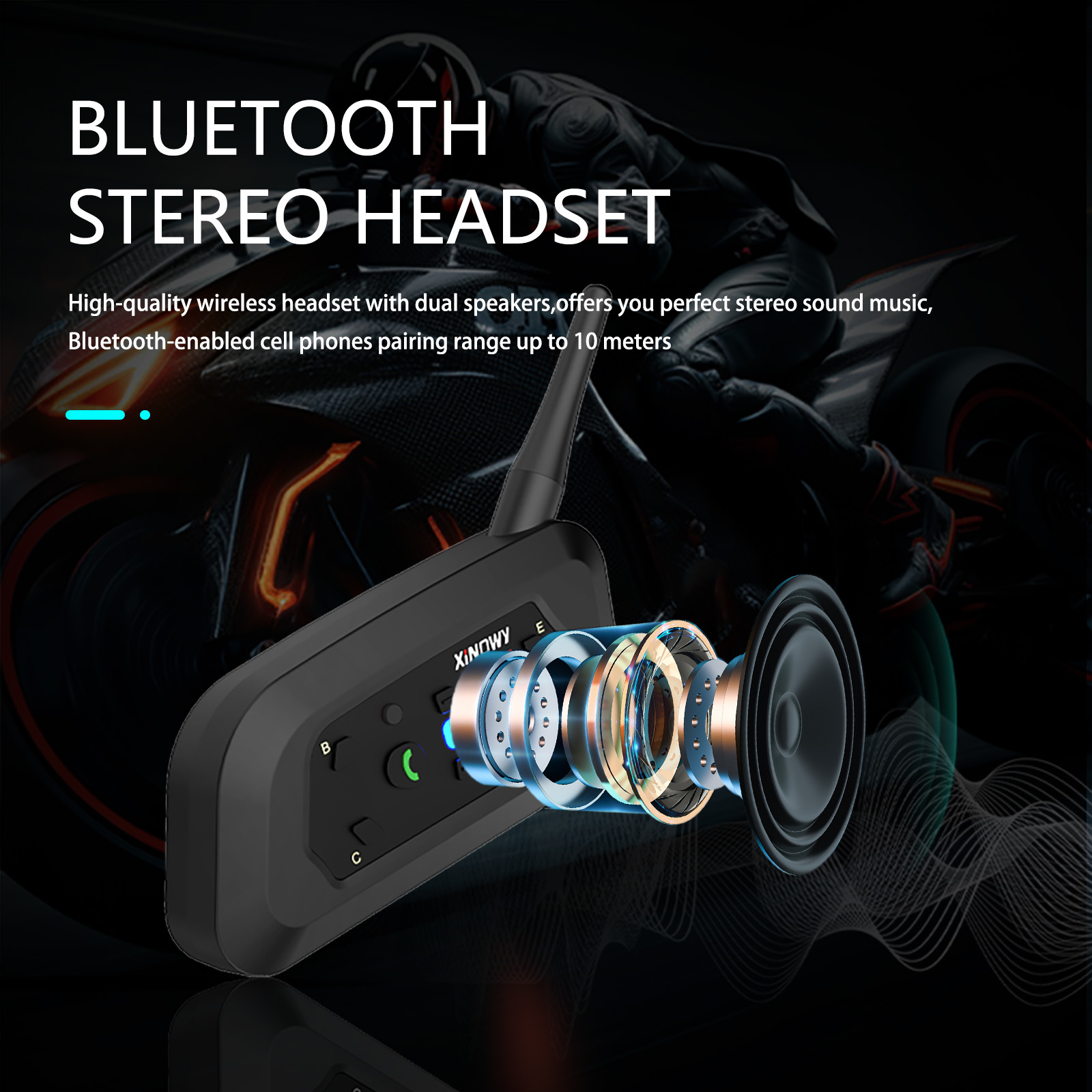 XINOWY V6 PRO casco de motocicleta Bluetooth intercomunicador auriculares 800M interfono comunicador para 6 conductores reproductor de música impermeable