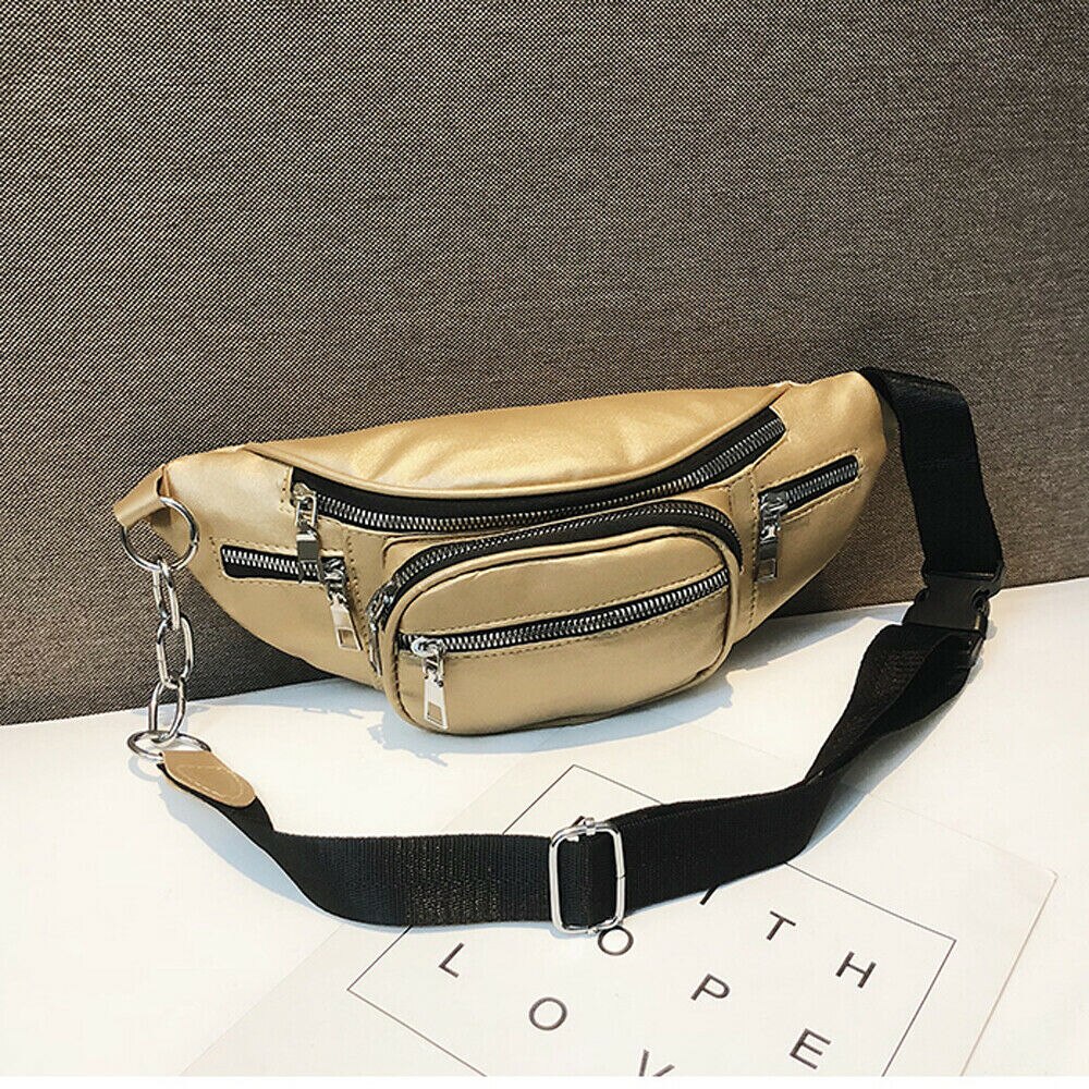 Women's Waist Belt Bag Solid Leather Fanny Pack Shoulder Chest Bag Travel Small Large Capacity Phone Pouch