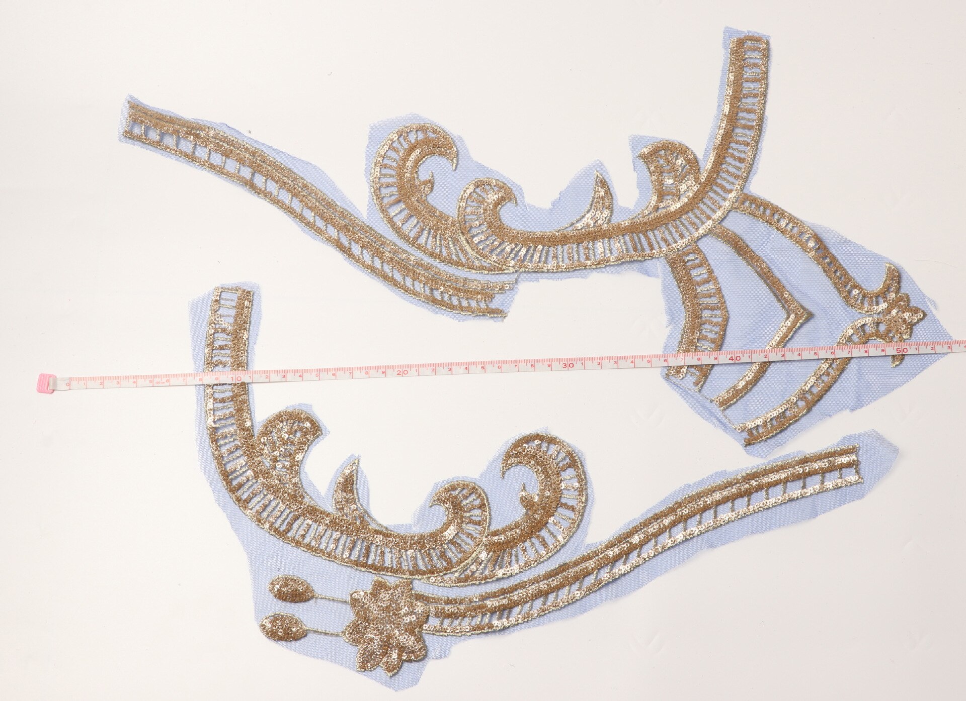 HOBBIESAY 4Pcs Gold Flower Embroidery Patch 7.68x6.11'' 3D Floral Applique Lace Fabric Patches Sew On Repair Patch Decoration Appliques For Wedding Dress Gown Bodice Costume Clothing Craft DIY