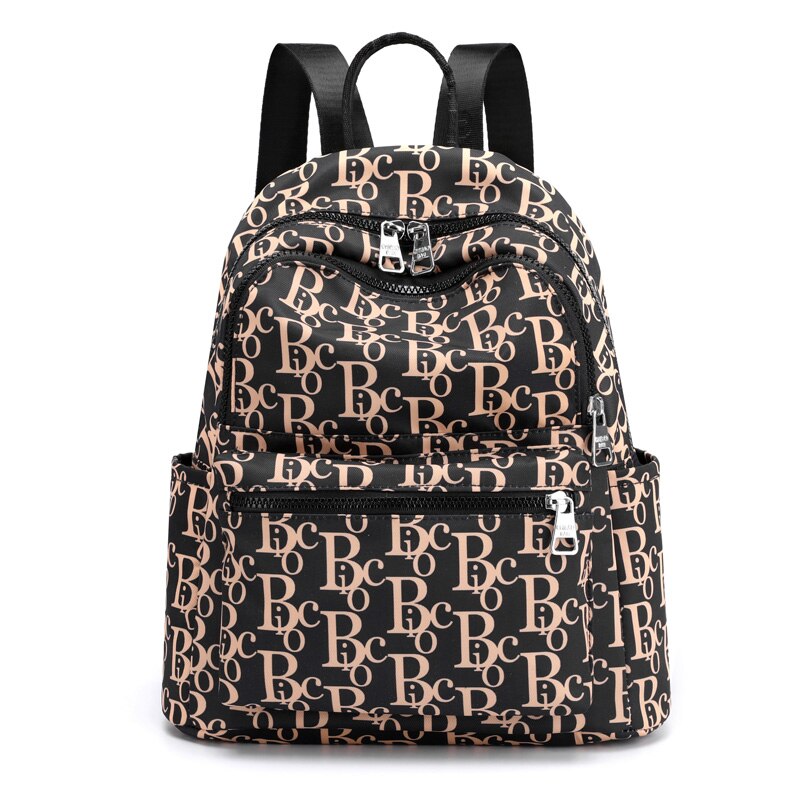 Vento-mochila de viaje para mujer, bolso de hombro de nailon resistente al agua, escolar, suave, con letras,: Yellow B Backpack