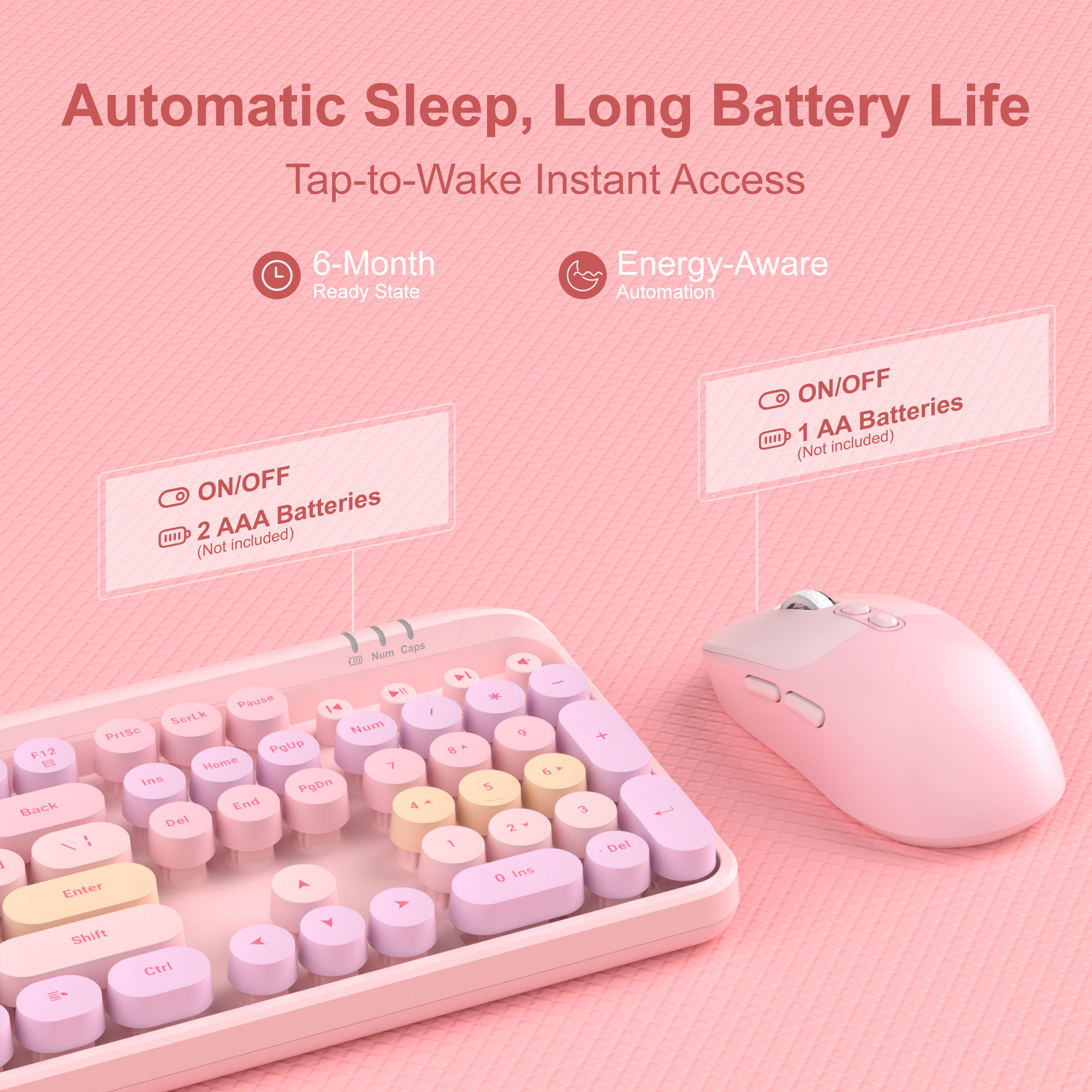 MageGee V920 Kabelgebundene Spieltastatur, kabellos, drei DPI, verstellbares Maus-Set, 104 Tasten, energiesparend, für Laptop, Tablet, PC, Zubehör