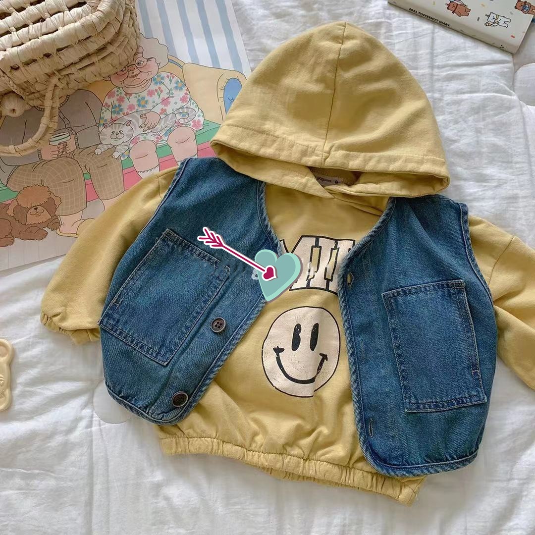 2022 Frühling Baby ärmellos Weste Mantel Junge Mädchen alle Spiel lässig Denim Weste Strickjacke Jacke Kleinkind Kinder Plaid Weste