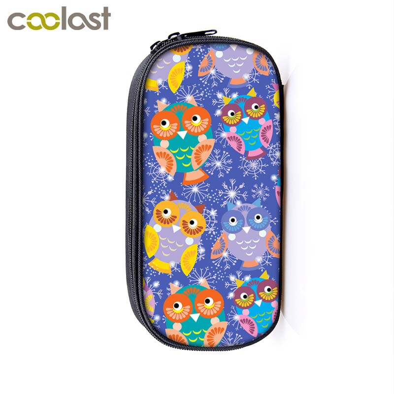 Nuit oiseau hibou imprimer étuis à cosmétiques porte-crayons femmes sac de maquillage filles papeterie sac école étui boîte à crayons fournitures scolaires: qbbxmty07