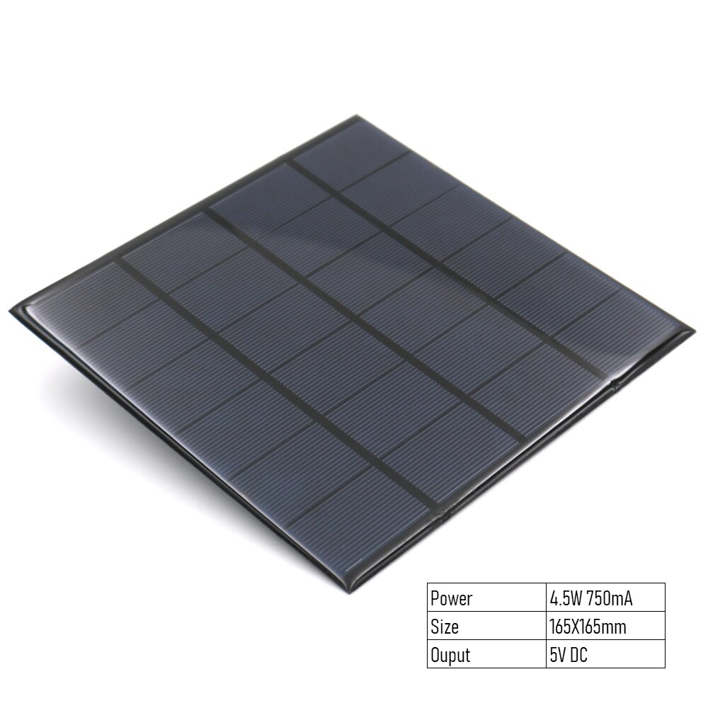 DC 5V Solar Charger with 5 V 2 A Charger Regulator Controller USB Solar Panel Mono Cell Module 3.7V 18650 Lipo Battery Connector: 4.5W