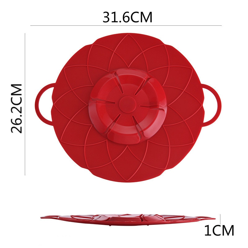 Multifunktionell silikonlock spillpropp anti-overflow grytlock 28.5cm diameter kök gadgers kokkärl lock redskap
