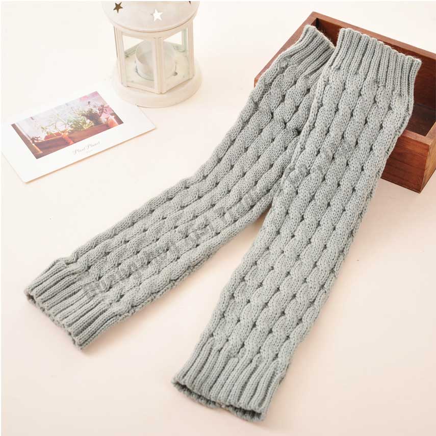 Kvinder afslappet stil hæklede benvarmere aktive strikkede hæklede lange sokker khaki bløde boot manchetter: Grå