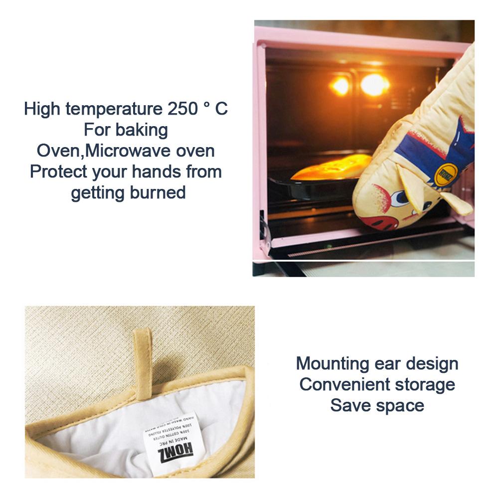Gants de cuisine en coton imprimé cochon jaune antidérapant, 1 pièce, mignons, nordique, pour micro-ondes, cuisson BBQ, maniques de four