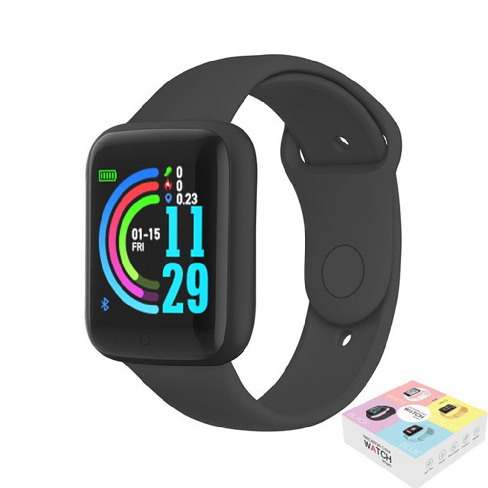 Y68 pro smartwatch bluetooth fitness-tracker sport herzfrequenzmesser blutdruck wasserdicht damen farbarmband für android ios: Schwarz