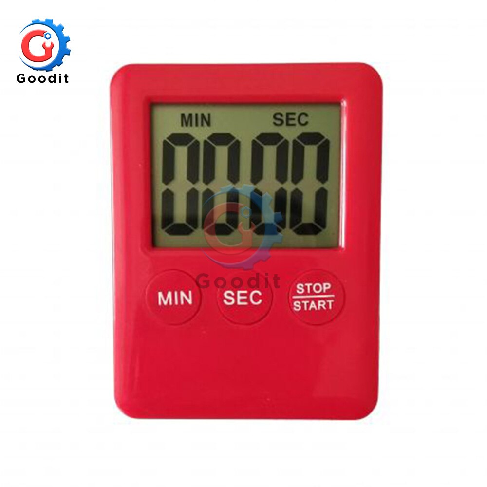 Super Dunne Grote Lcd Digitaal Scherm Kookwekker Vierkant Koken Tellen Up Countdown Alarm Magneet Klok Temporizador Magnetische: Rood