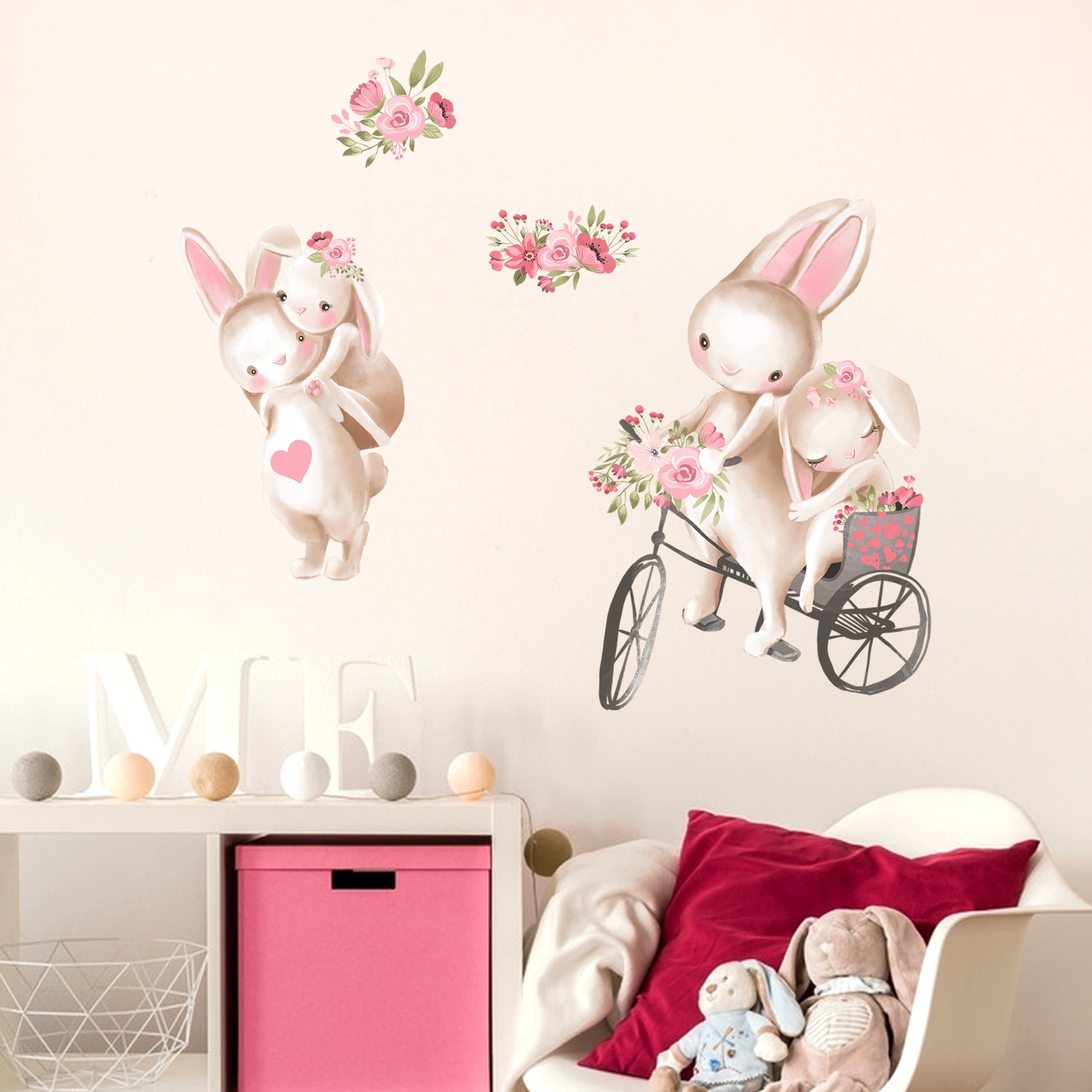 Schattige Konijn Muurstickers Behang Ballet Bunny Stickers Voor Kids Babykamer Muur Decor Cartoon Muur Sticker Home Decoratie