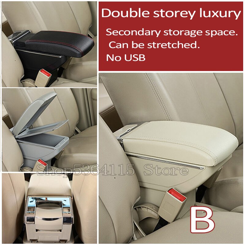 For Fiat 500 armrest box USB Charging heighten Double layer central content holder ashtray accessories