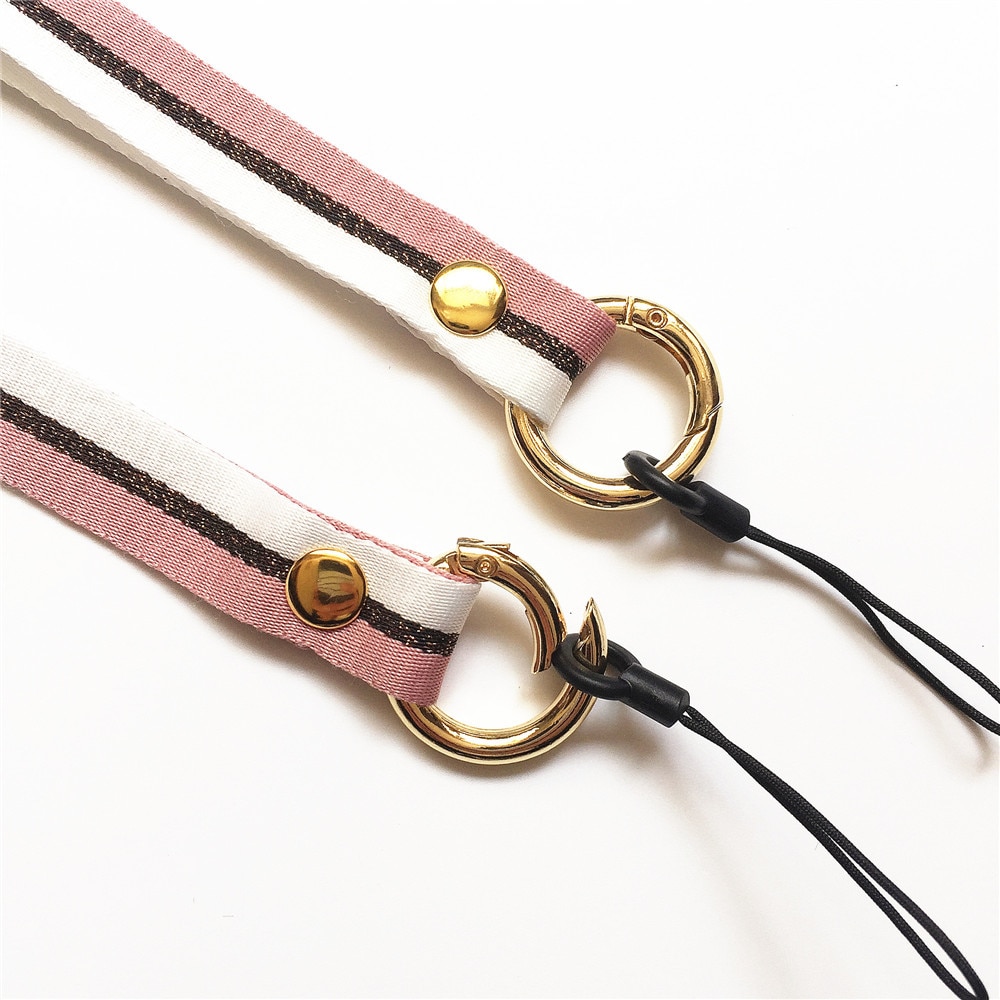 2 stk håndlavet stof nøglering til kvinder og piger med gylden rund clips og snor til at fastgøre nøgler og mobiltelefoner