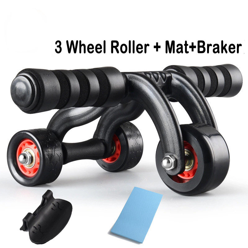 Rouleau de roue de puissance de roue de 3 roues abdominales d'ab pour l'entraînement de musculation d'exercice de gymnase de forme physique d'entraînement: Rouge