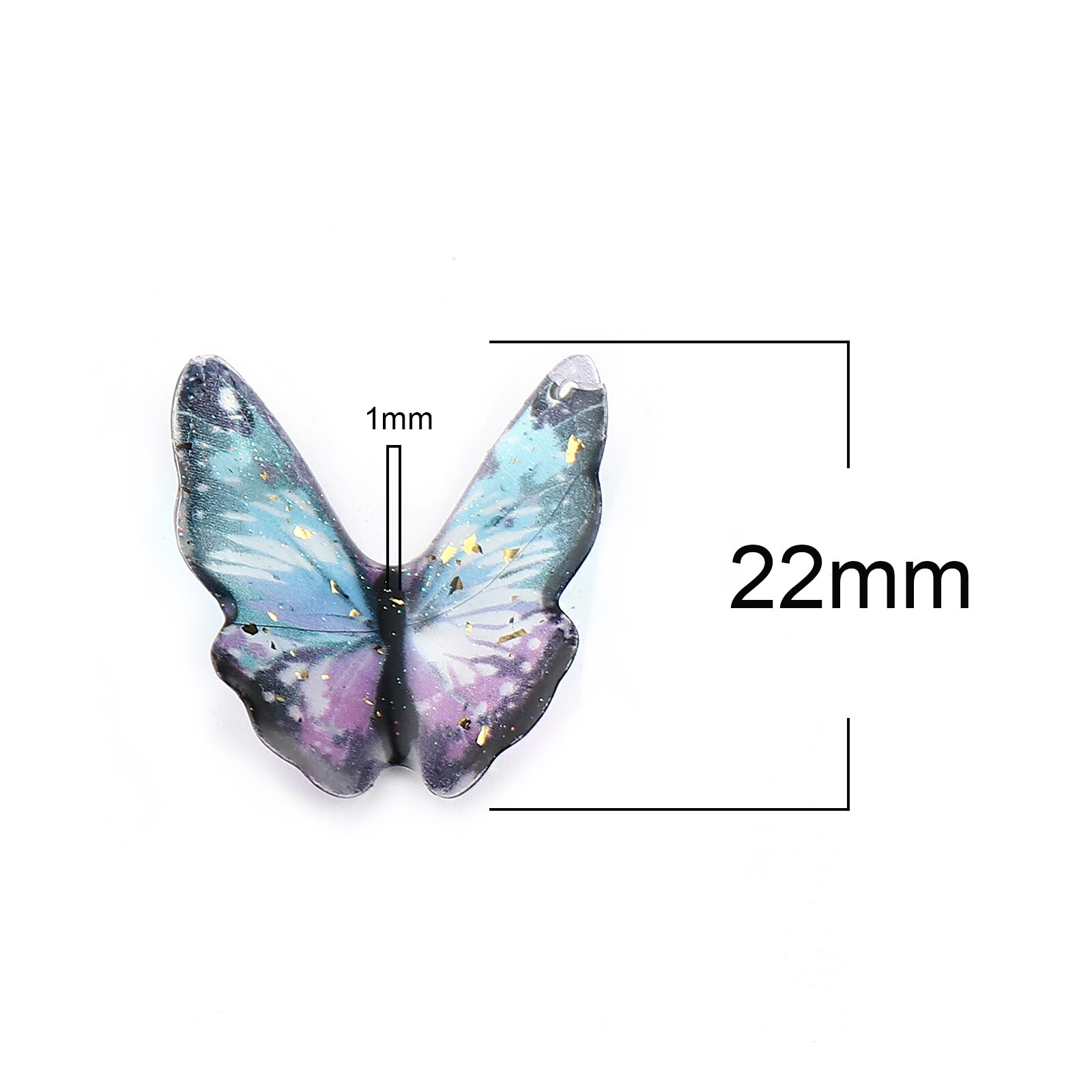 3/5PCs fascini del pendente della serie della farfalla dell'insetto della resina per la fabbricazione di gioielli foglia d'oro farfalla animale blu viola stagnola 23mm x 22mm: 5PCs-6