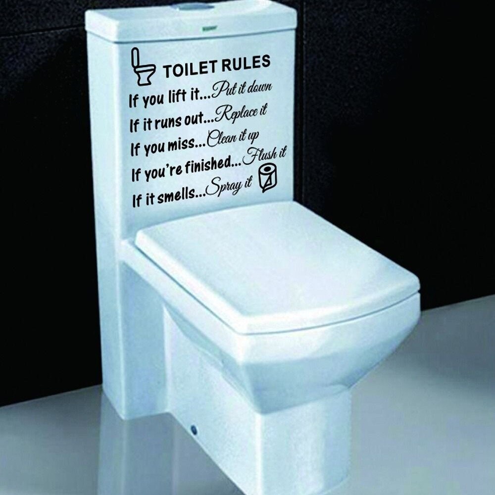 Diy toilet klistermærke regler badeværelse toilet væg klistermærke vinyl kunst mærkater hjem dekoration aftagelige mærkater hjem dekoration adesivos