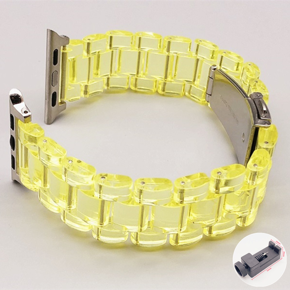 Resin urrem til apple watch series 10 9 8 7 6 rem 41mm 49mm klar rem stål iwatch  se 44mm 40mm 45mm 46mm 42mm ultra 2: Sort hvid / 12mm