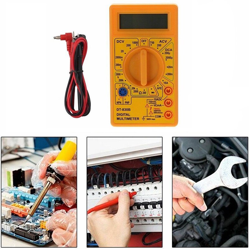 Multimeter tester håndvoltmeter måler strøm modstand temperatur meter lcd digital ac/dc amperemeter testledning sonde