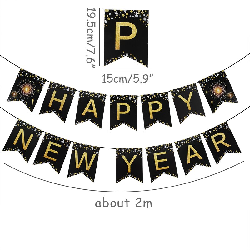 69 stuks wegwerpservies voor een happy year-feest, feestbenodigdheden, papieren banners, borden, bekers, kerstavond