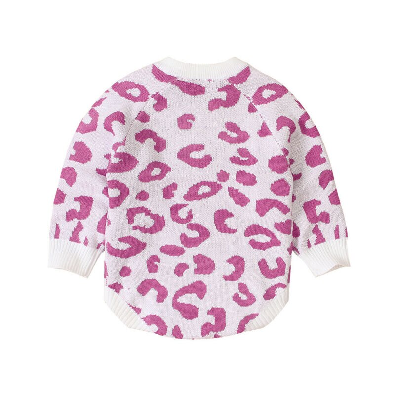 Nyfødt baby dreng pige varmt tøj leopard romper jumpsuit overall outfits 0-18m efterår vinter spædbarn playsuit sweater