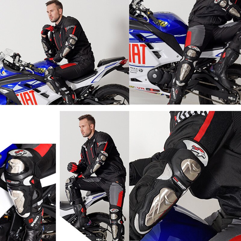 Motocross Protective Gear Motorcycle Stainless Steel Elbow Armor Guards Protector Motos Riding Equipement Elbowpads Kneepads