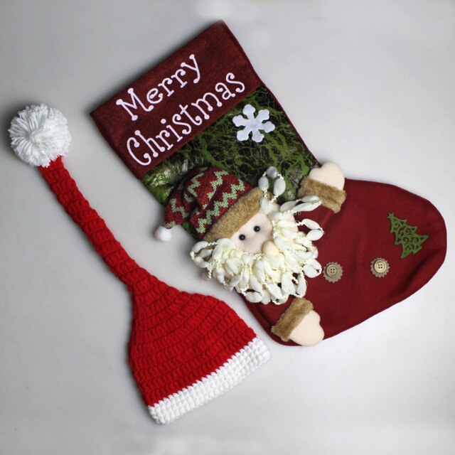 Calcetines grandes de Navidad para bebé recién nacido, accesorios de fotografía, trajes para niño y niña, conjunto de sombrero y monos, ropa de bebé, Mono: MAN